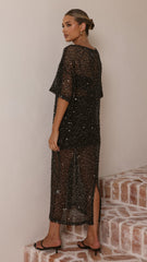 Zinnia Sequins Maxi Dress - Black