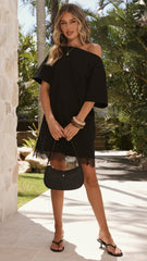 Kailen T-Shirt Lace Mini Dress - Black