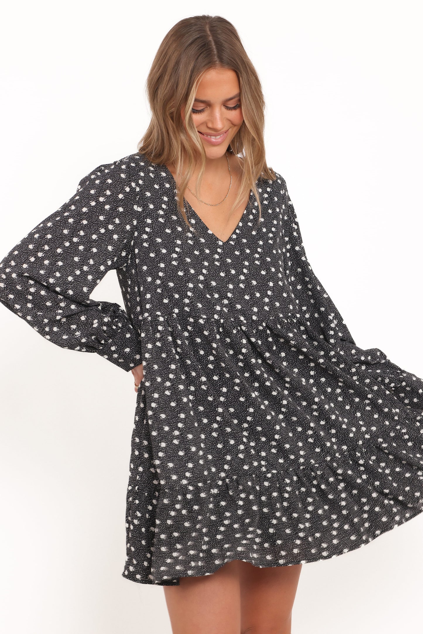 Frankie Long Sleeve Mini Dress - Black Floral