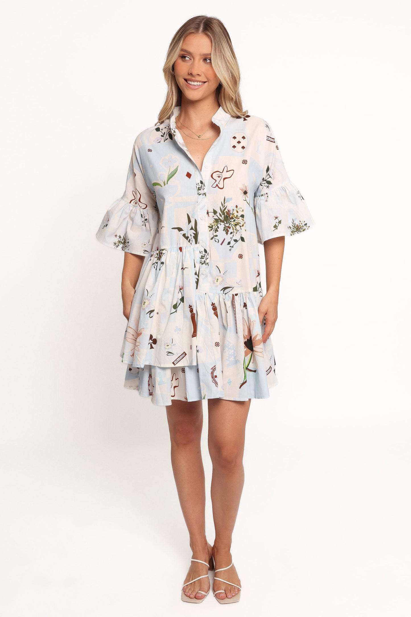 Marguerite Mini Dress - Blue Floral