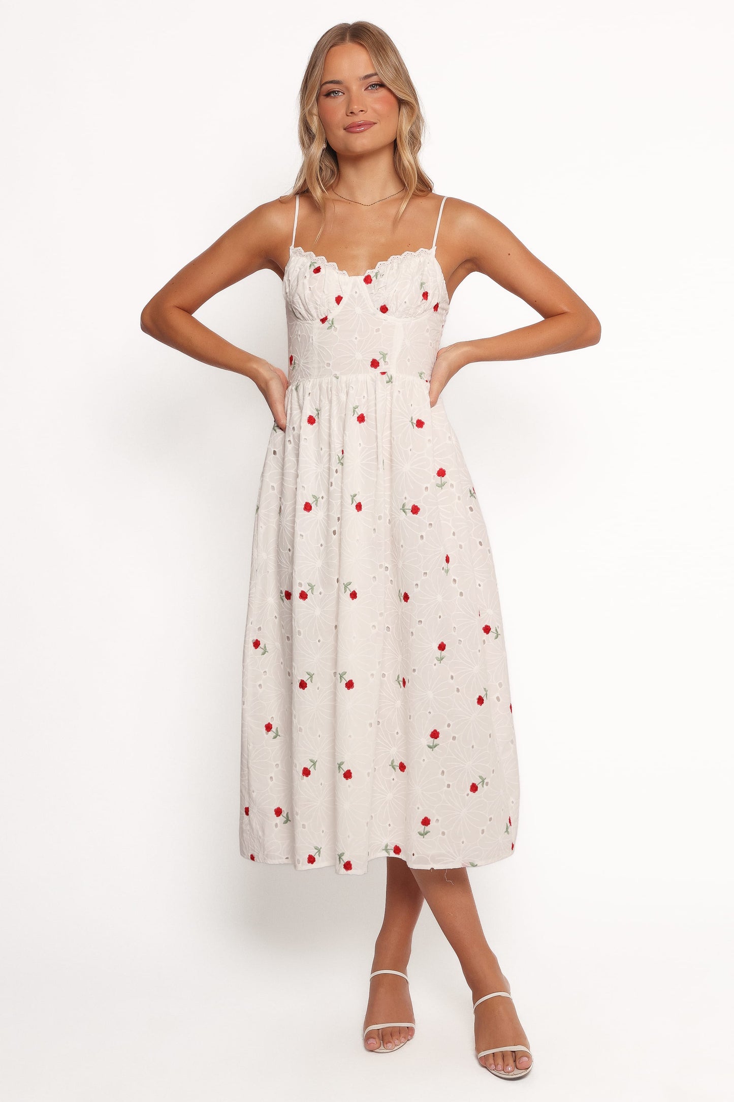 Paloma Maxi Dress - White Red Floral