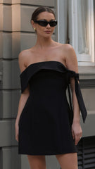 Halen Off Shoulder Mini Dress - Black